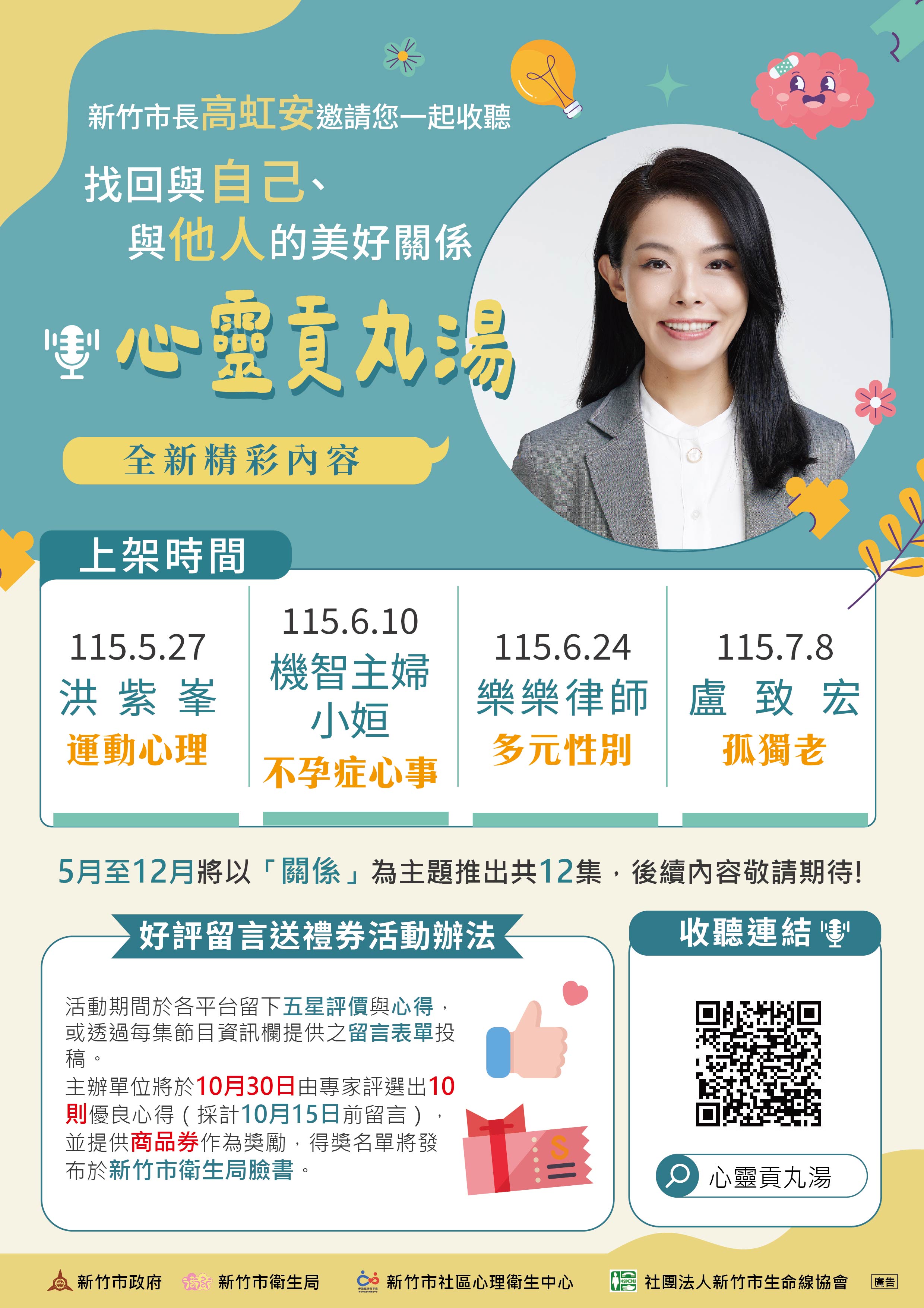 竹市《心靈貢丸湯》Podcast全新上線！以「關係」為題陪伴市民打造心理健康生活