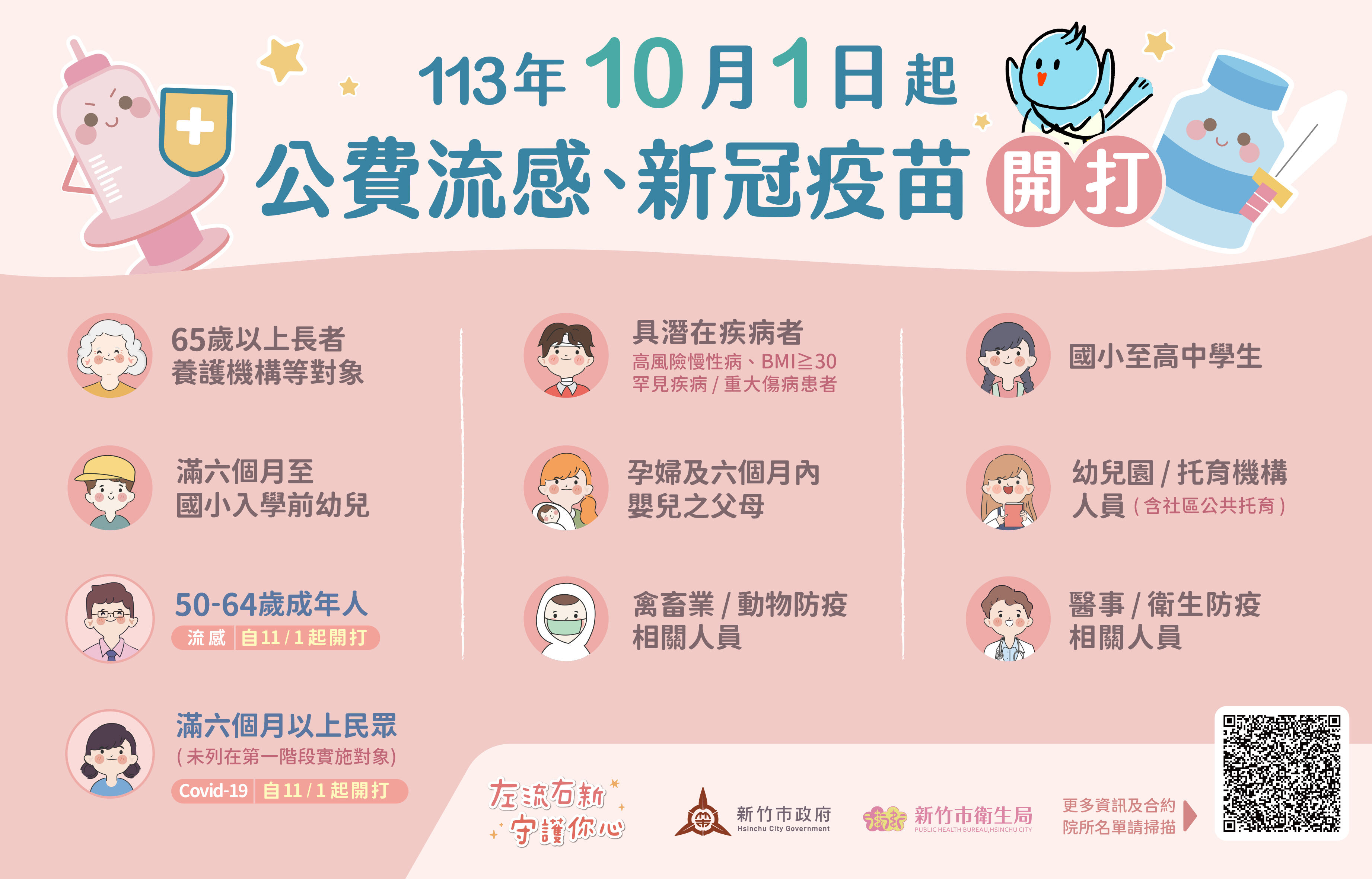 左流右新，健康安心！第二階段公費流感及新冠疫苗即日起開打　邱臣遠代理市長籲符合資格者盡速接種
